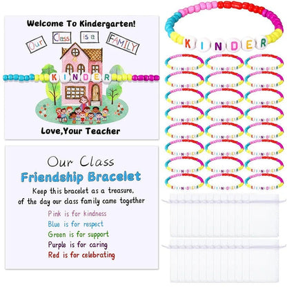 🌈📿 25-Pack Welcome Bead Bracelets for Classroom Back-to-School Gifts 🍎✨