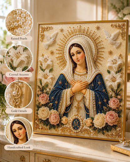 🙏✨ New Arrival 49% OFF – Virgin Mary Pearl Bead DIY Art Kit | A Beautiful Faith-Inspired Gift