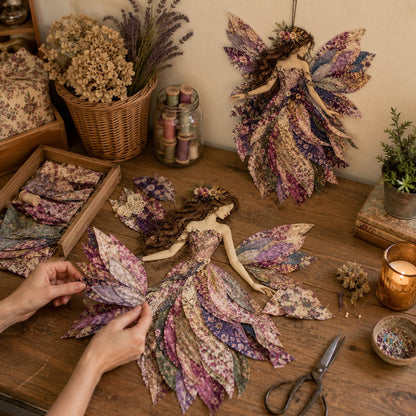 🔥🧚‍♀️ Fairy Wing Patchwork DIY Kit – Create A Magical Handmade Fabric Wall Hanging