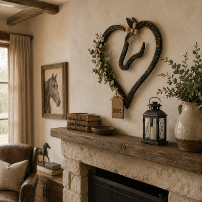 🐴🌿Equestrian Horse Heart Wall Decor with Greenery – Farmhouse Home Accent