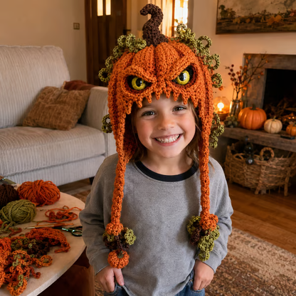 🎃 DIY Halloween Monster Hood Crochet Kit – Soft Yarn Craft Set with Step-by-Step Guide