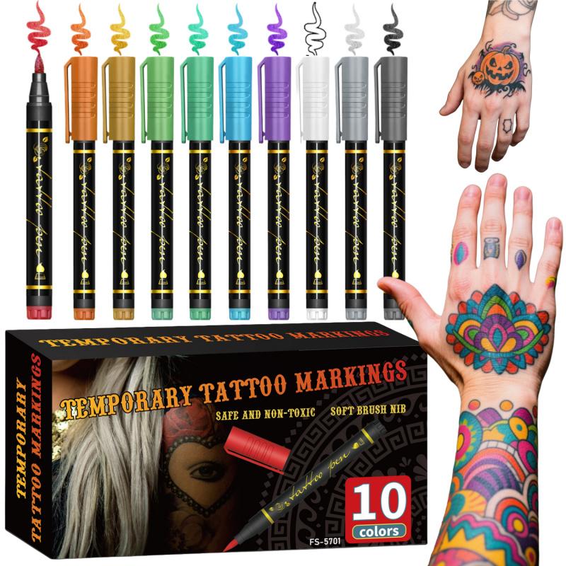 🎨 10-Color Body Paint Markers – Skin-Safe Face & Body Art Pens for Halloween Makeup and Creative Designs