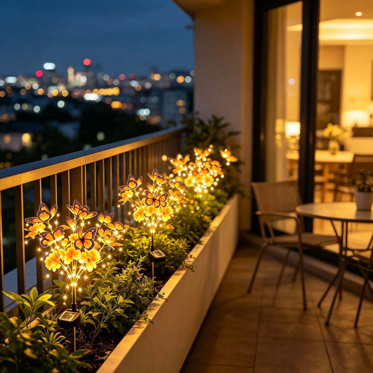 Solar Marigold &amp; Butterfly Garden Stake Lights,