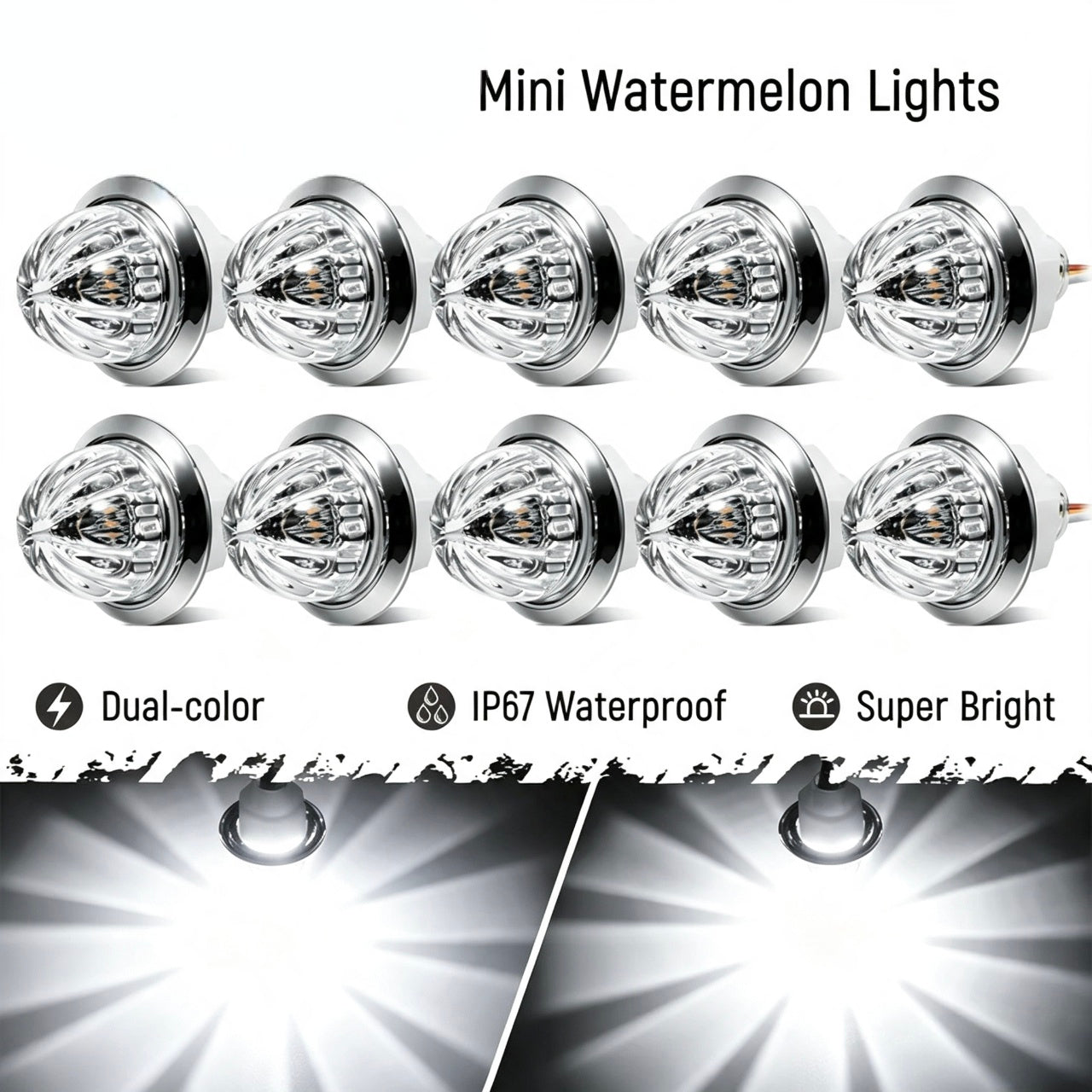 LED Watermelon Side Marker Lights 12V-24V Truck Trailer