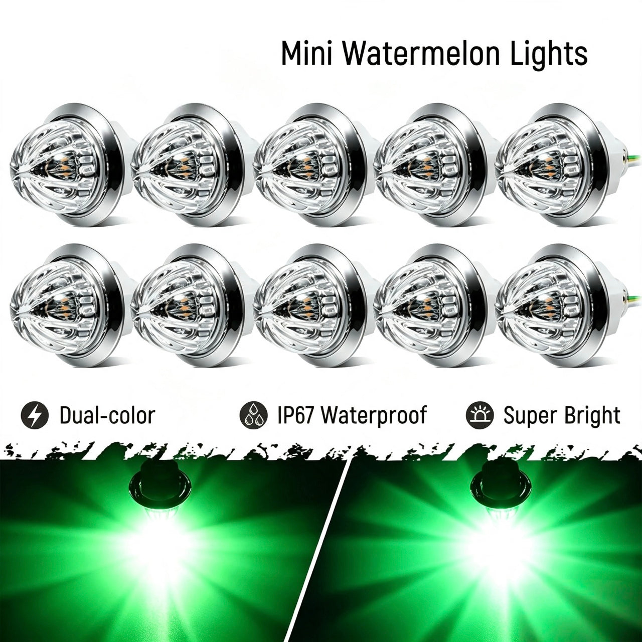 LED Watermelon Side Marker Lights 12V-24V Truck Trailer