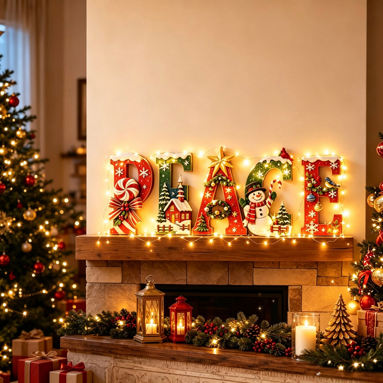 🔥Most Popular in 2026🎄Heritage Christmas PEACE Wooden Wall Sign – Peace on Earth Holiday Decor