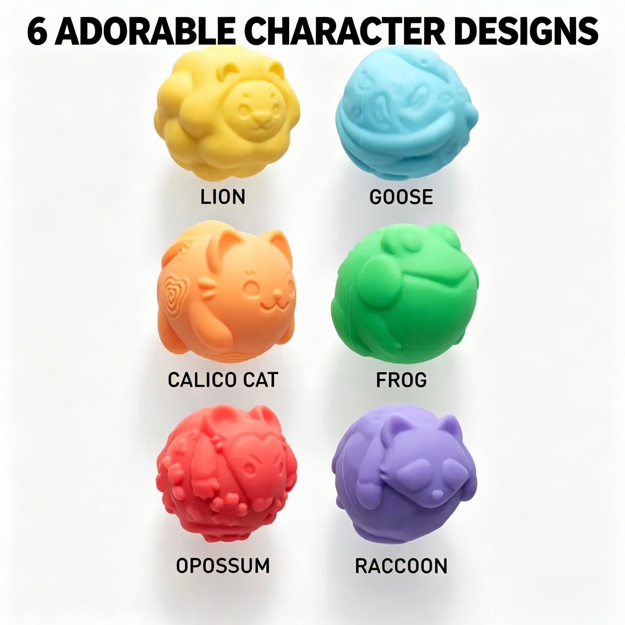 🐾 Cute Character Magnetic Silicone Balls Quiet Sensory Fidget 6‑Pack