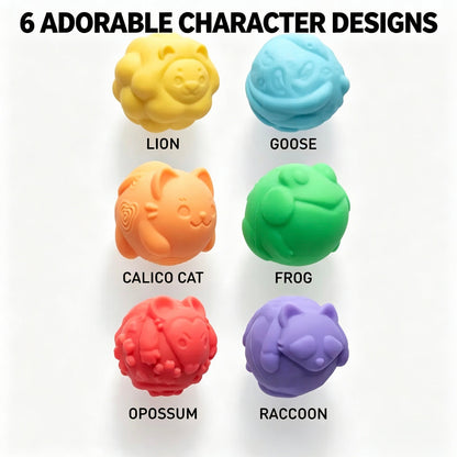 🐾 Cute Character Magnetic Silicone Balls Quiet Sensory Fidget 6‑Pack