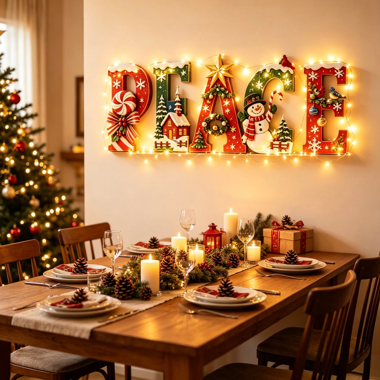 🔥Most Popular in 2026🎄Heritage Christmas PEACE Wooden Wall Sign – Peace on Earth Holiday Decor