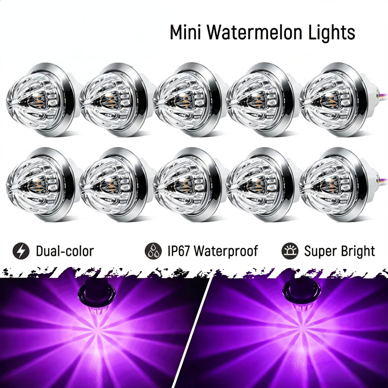 LED Watermelon Side Marker Lights 12V-24V Truck Trailer