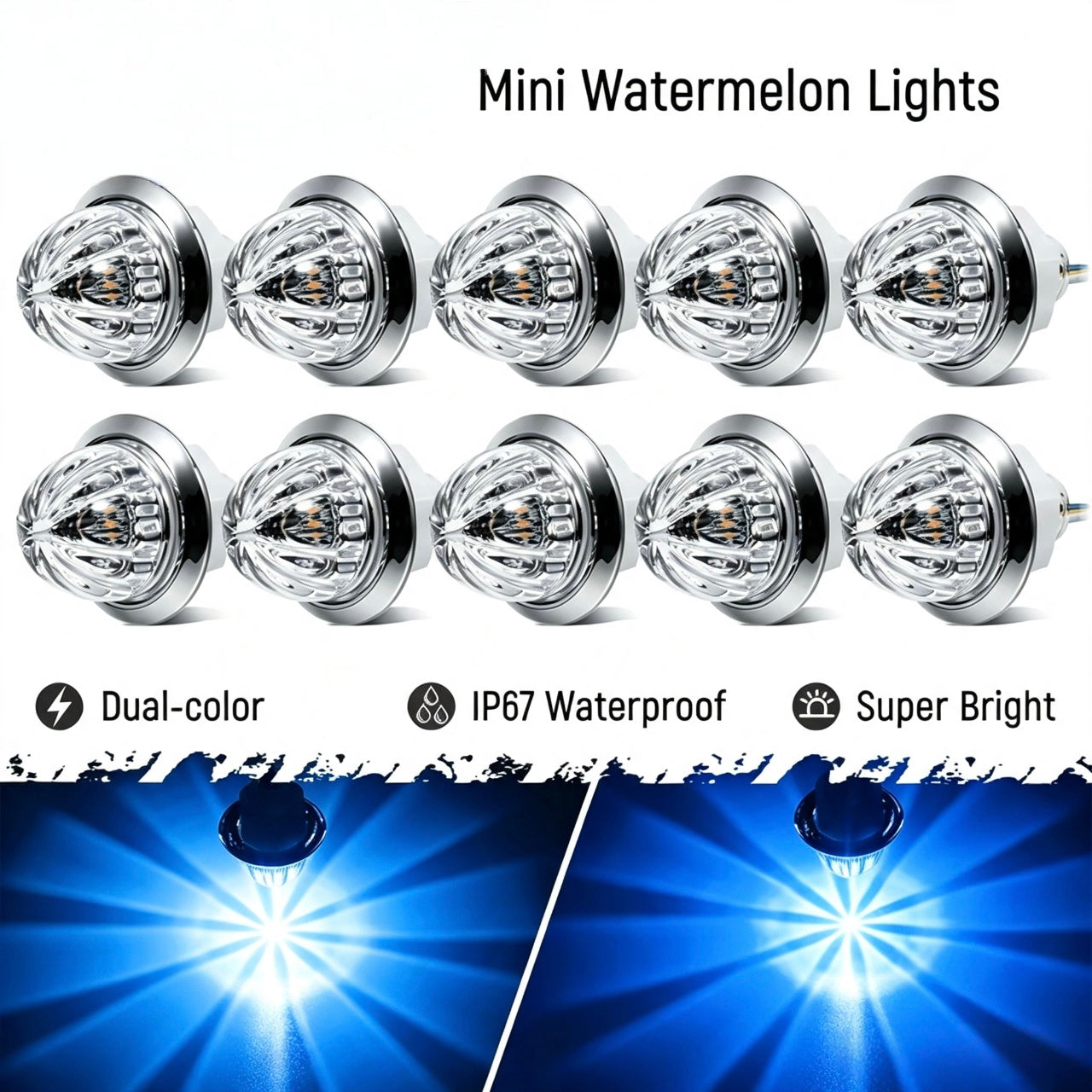 LED Watermelon Side Marker Lights 12V-24V Truck Trailer