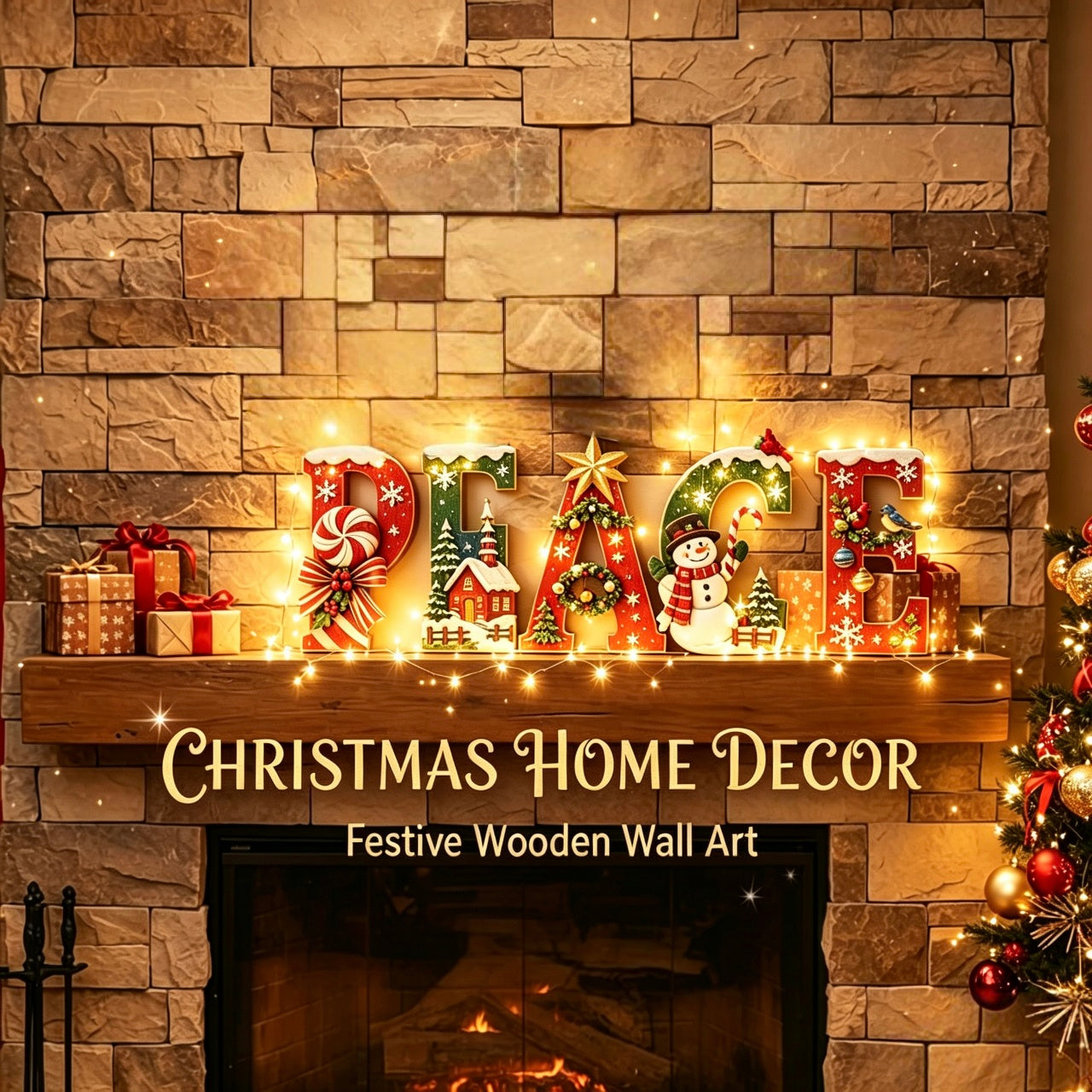 🔥Most Popular in 2026🎄Heritage Christmas PEACE Wooden Wall Sign – Peace on Earth Holiday Decor