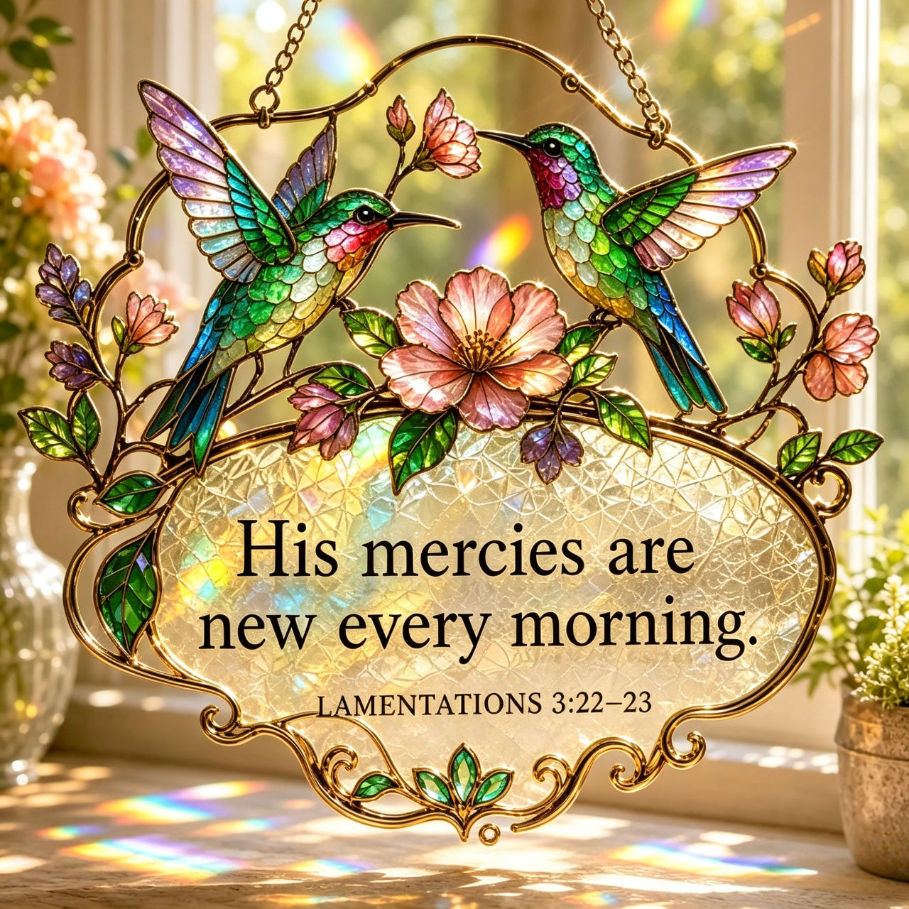 🎵🕊️✨ Psalm 89:1 Songbird Stained Glass Window Suncatcher