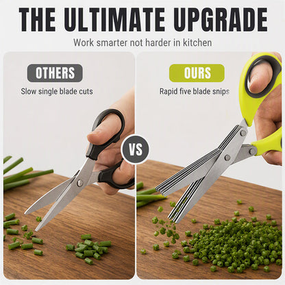 🌿 5-Layer Herb Scissors – Stainless Steel Kitchen Herb Cutter